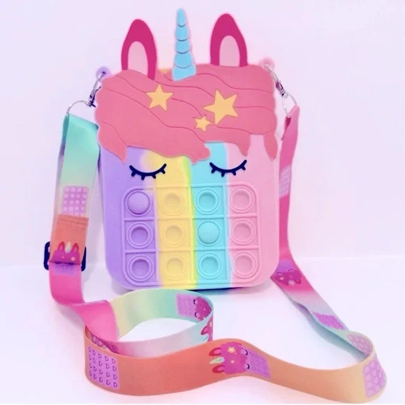 Kids Unicorn Pop It Shoulder Bag With Adjustable Straps - Picture 7 of 9